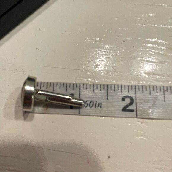 Vintage-1960s-pillbox cream/black geometric design silk bullet back cuff links - Picture 11 of 13